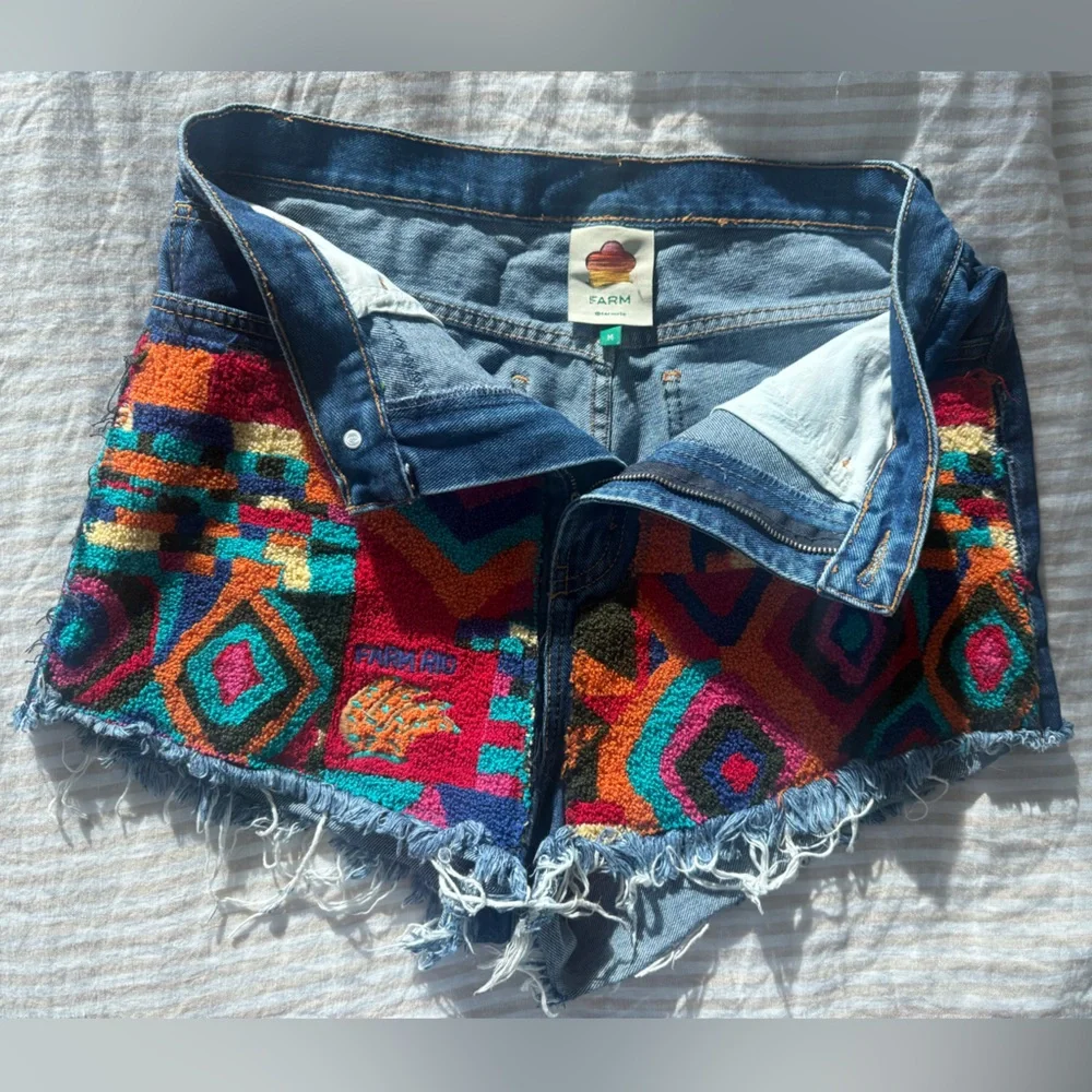 FARM Rio Multicolor Patchwork Jean Shorts - Picture 3 of 4